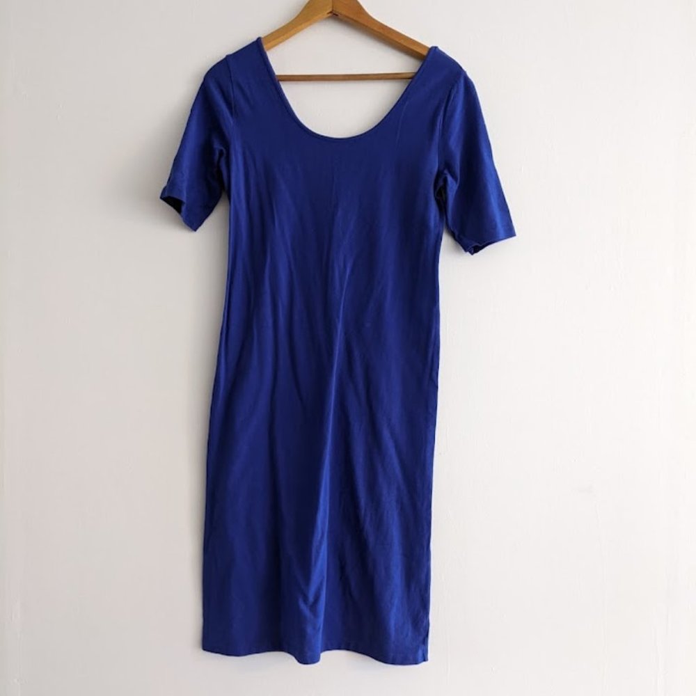 Mossimo Double Scoop Neck Blue Dress Size L